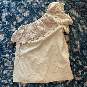 Sage one shoulder lace top